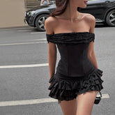 Bandeau Top Ruffle Mini Dress